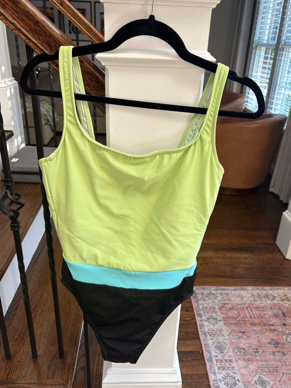 Miraclesuit Lime, Aqua & Black Colorblock One-Piece Size 12